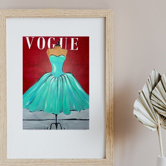 Original Acrylic Painting  Vogue Cover Fashion Art, Retro Fashion Wall Décor, - Picture 3 of 14